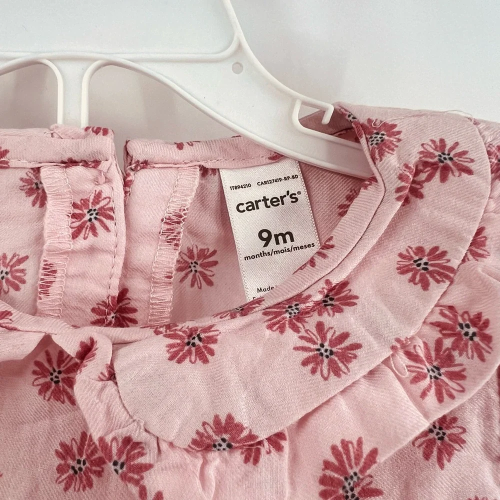 Carter’s Toddler Girl 2-Piece Floral Top and Denim Pants Set new 9m